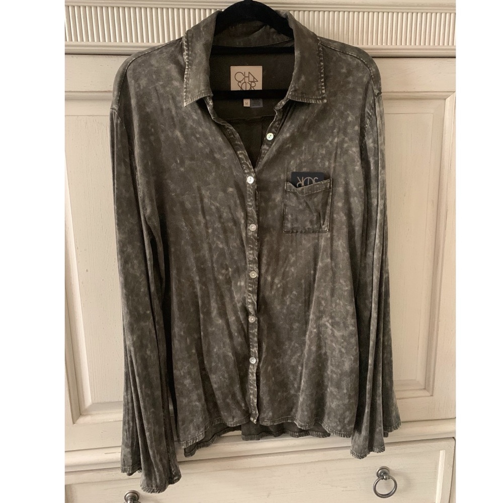 Heather Grey Button up Henley